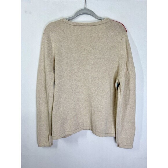 Talbots Argyle Full Zip Jacket Cardigan Womens XL Tan Pink Blue Diamond Sweater - Picture 5 of 8